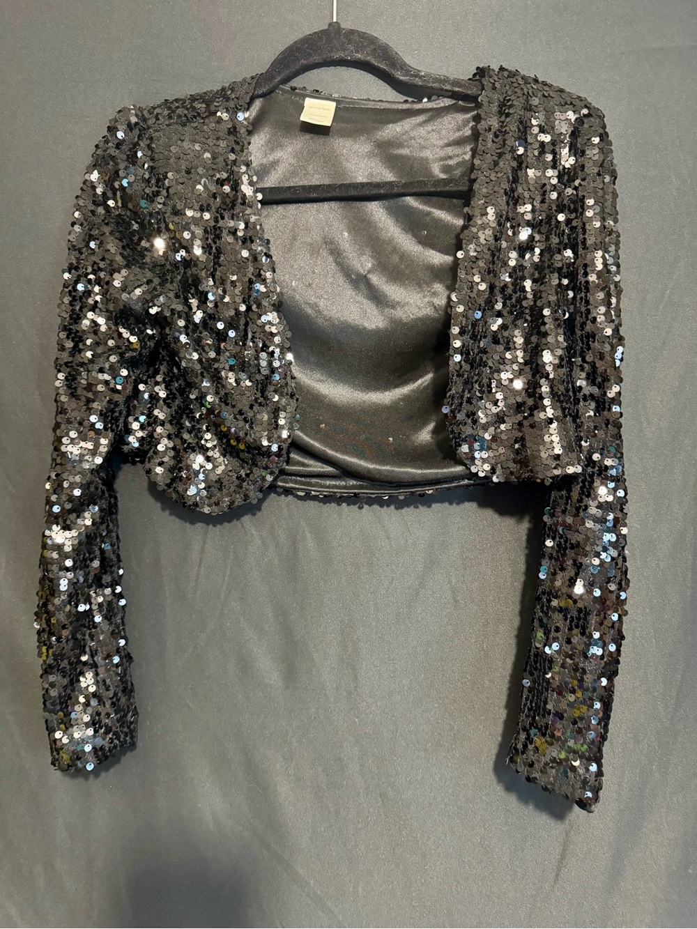 Black Sequin Cropped Bolero Jacket